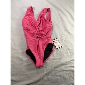 Oh La La Dancewear Kids Pink Twist Front Mesh Back Leotard CM NWT